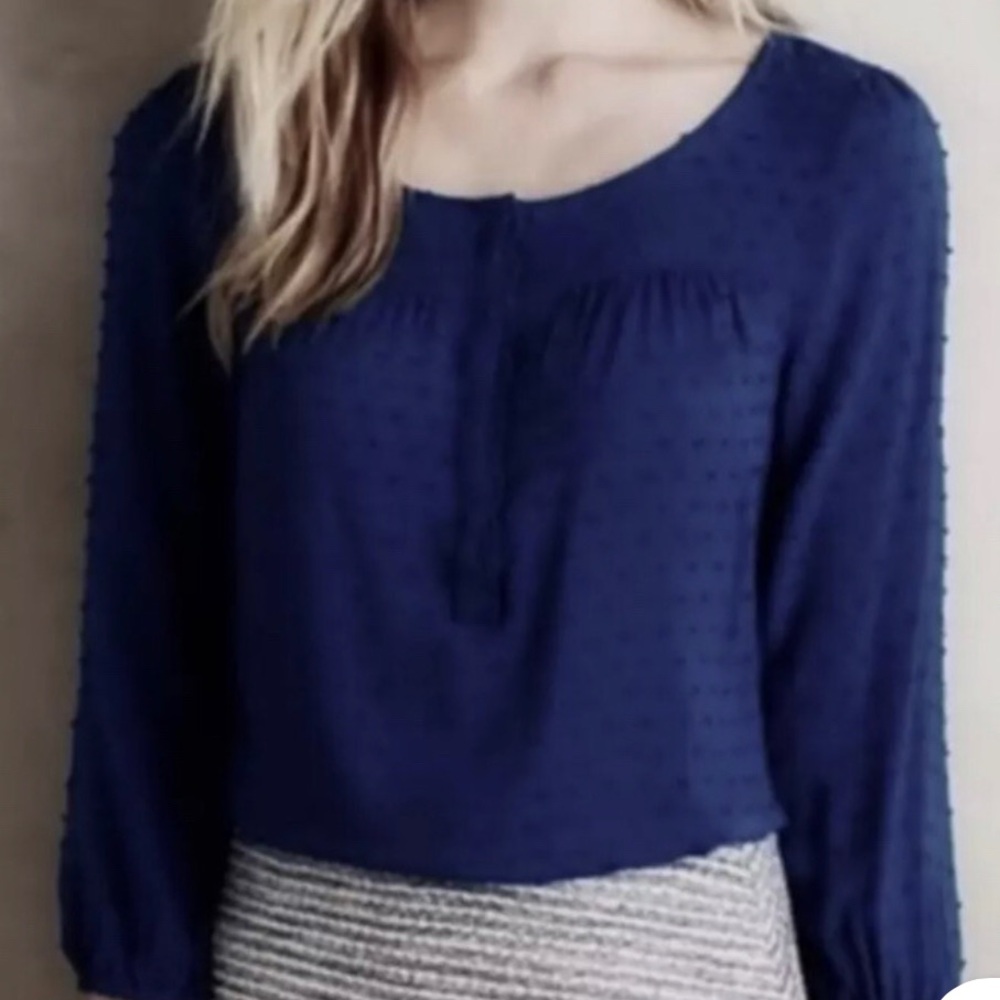 NWT Anthropologie Maeve Swiss Dot Scallop Hem Top Size 6